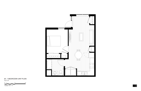 a floor plan of a 1 bedroom unit plan